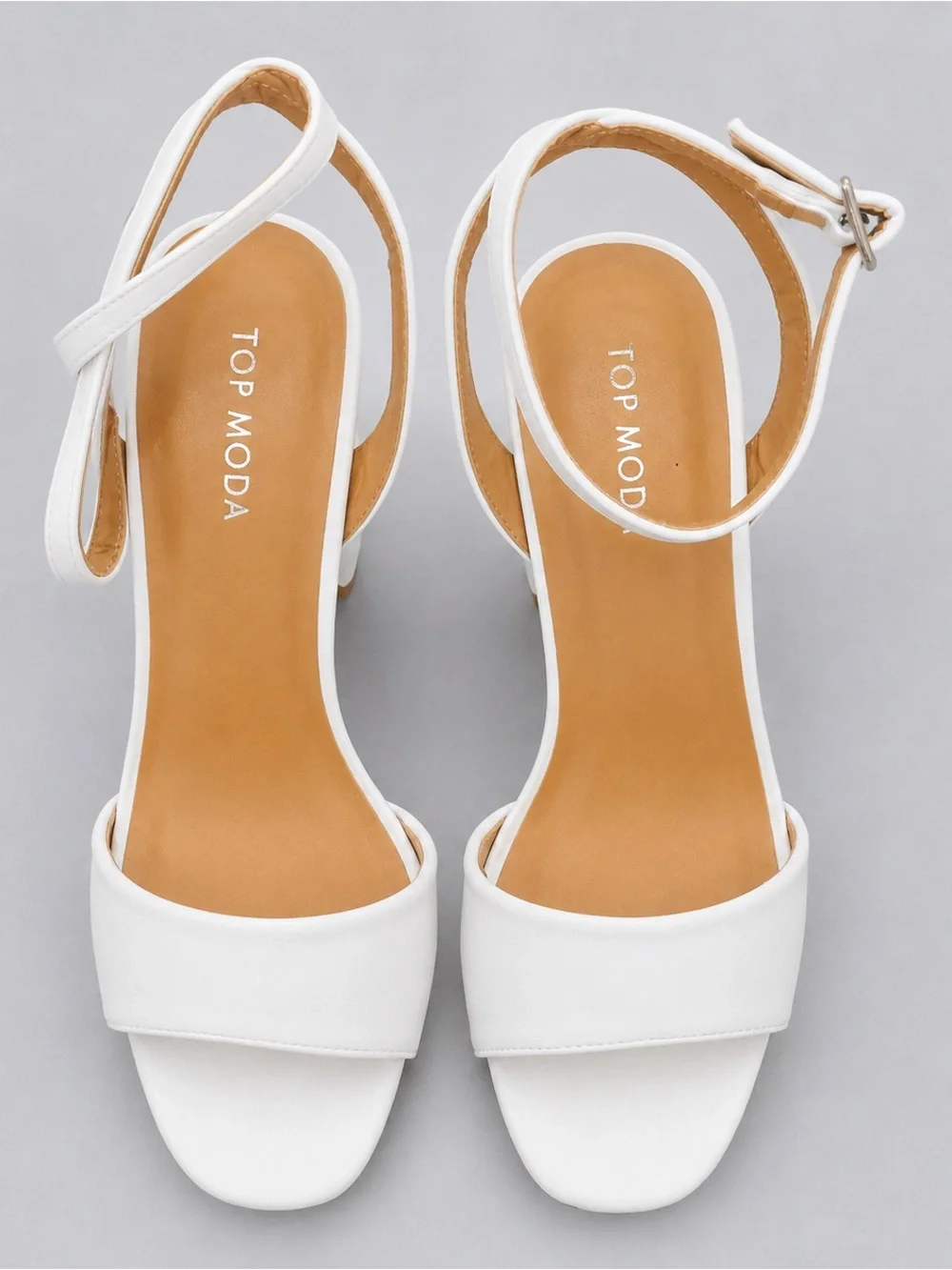 TOP Moda White Ankle-Strap Open-Toe Sandals